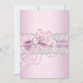 Pink Pearl Bow Cross Heilige Kommunion oder Taufe Einladung (Rückseite)
