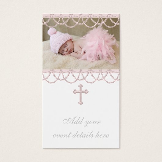 Pink Pearl Cross Bomboniere Tags (Vorderseite)