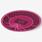 Pink Pearl Damask Party Teller (Schrägansicht)