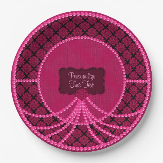 Pink Pearl Damask Party Teller (Vorderseite)