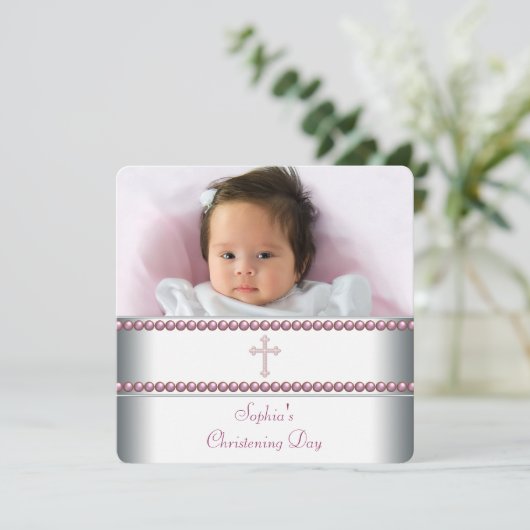 Pink Pearl Einladung (Stehend Vorderseite)