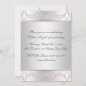 Pink Pearl Girls erste Geburtstagsparty Einladung (Rückseite)