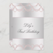 Pink Pearl Girls erste Geburtstagsparty Einladung (Vorne/Hinten)