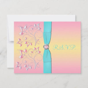 Pink Pearl & Hübsche Pastelle Sweet 16 RSVP Card Karte