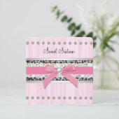 Pink Pearl Leopard Sweet 16 Party Einladung (Stehend Vorderseite)