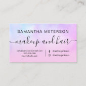 Pink Pearl Ombre Holographic Beauty Makeup Script Visitenkarte (Rückseite)