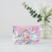 Pink Pearl Opal Glitzer Tropfen Lashes Aftercare Visitenkarte (Stehend Vorderseite)