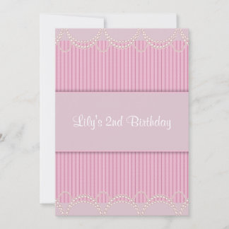Pink Pearl Pinstripe 2. Geburtstag Einladung 12x18