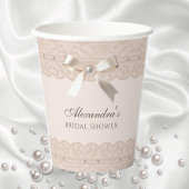 Pink Pearl Satin Bow Vintag Lace Brautparty Pappbecher