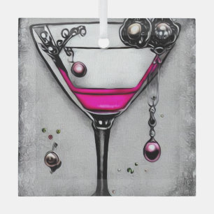 Pink Pearl Vintag Martini Ornament Aus Glas