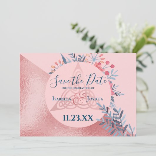 Pink Pearl Wasserfarbe Blumenmagen Save the Date (Stehend Vorderseite)