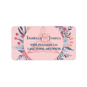 Pink Pearl Watercolor Floral Triquetra Adresse Adressaufkleber