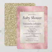 Pink Pearl White Gold Glitzer Glitz Baby Dusche Einladung (Vorne/Hinten)