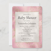 Pink Pearl White Gold Glitzer Glitz Baby Dusche Einladung (Vorderseite)