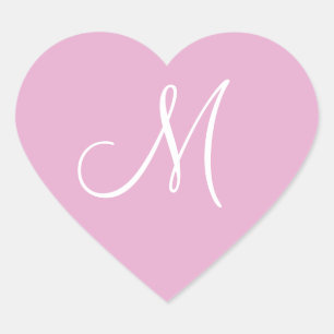 Pink Pearl Your Own Monogram Wedding Herz-Aufkleber