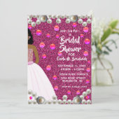 Pink Pearls Afroamerikanisches Brautparty Einladung (Stehend Vorderseite)