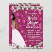 Pink Pearls Afroamerikanisches Brautparty Einladung (Vorne/Hinten)