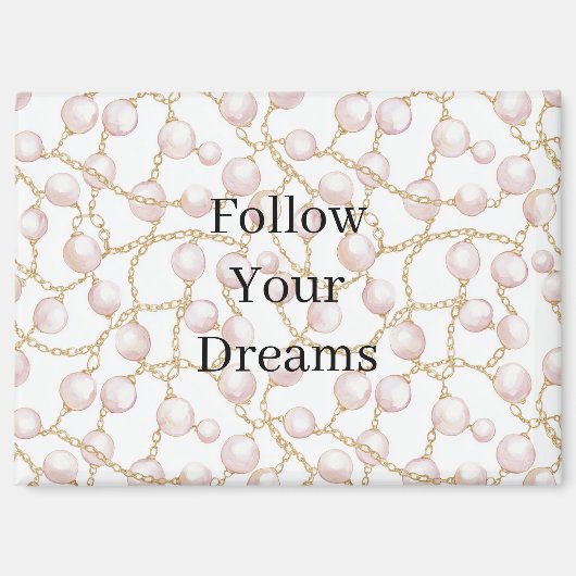 Pink Pearls Gold Chain Birthday Magnet (Vorderseite)