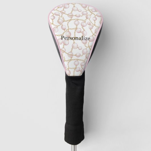 Pink Pearls Gold Chain Golf Headcover (Vorderseite)