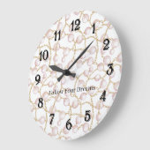 Pink Pearls Gold Chain   Große Wanduhr (Winkel)