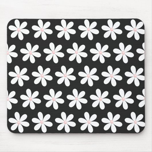 Pink Pearls in Daisis auf schwarz Mousepad (Vorne)