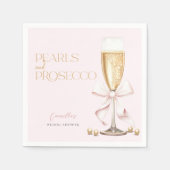 Pink Pearls & Prosecco Bow Brautparty Serviette (Vorderseite)