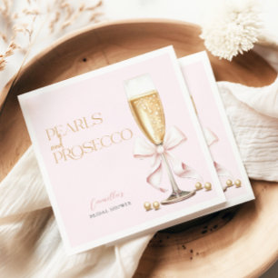 Pink Pearls & Prosecco Bow Brautparty Serviette