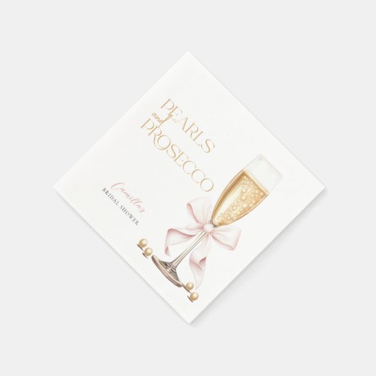 Pink Pearls & Prosecco Bow Brautparty Serviette (Ecke)