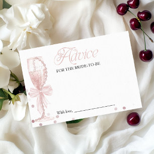 Pink Pearls & Prosecco Brautparty Advice Card Einladung