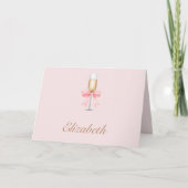 Pink Pearls & Prosecco Brautparty Dankeskarte (Vorderseite)