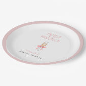 Pink Pearls & Prosecco Brautparty Pappteller (Schrägansicht)