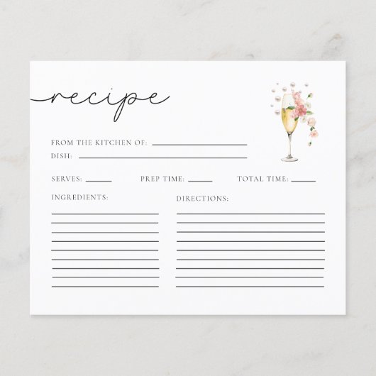 Pink Pearls & Prosecco Brautparty Weinkarte (Vorderseite)