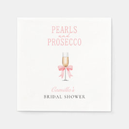 Pink Pearls & Prosecco Brautparty Zeichen Serviette