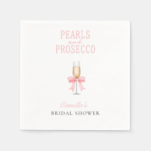 Pink Pearls & Prosecco Brautparty Zeichen Serviette