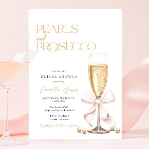 Pink Pearls & Prosecco Brunch Brautparty Einladung