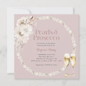 Pink Pearls Prosecco Einladung (Vorderseite)