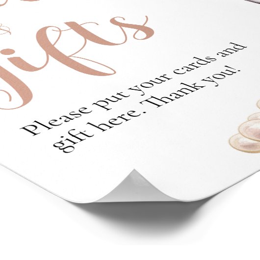 Pink Pearls und Prosecco Champagnerkarten und Gesc Poster (Ecke)