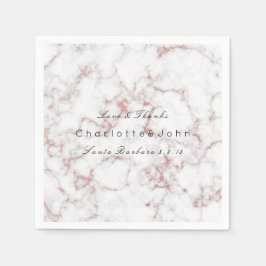 Pink Pearly Rose Gold Weißer grauer Marmor Party Serviette
