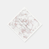 Pink Pearly Rose Gold Weißer grauer Marmor Party Serviette (Ecke)