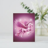 Pink Pegasus Hübsche Fantasie Postkarte (Stehend Vorderseite)
