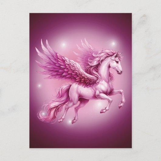 Pink Pegasus Hübsche Fantasie Postkarte (Vorderseite)