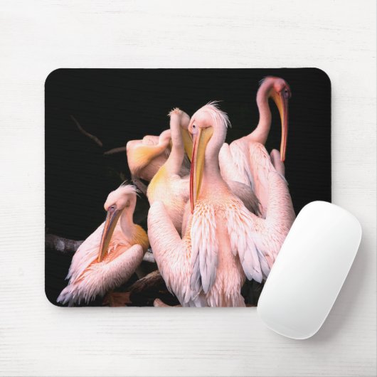 Pink Pelicans Mousepad (Mit Mouse)