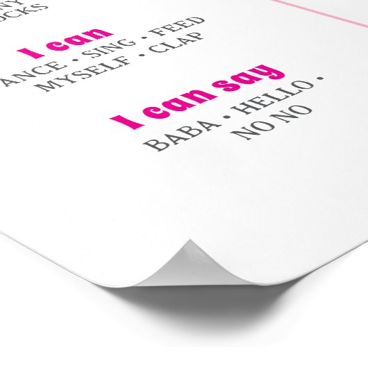 Pink Penguin First Birthday Milestone Poster (Ecke)