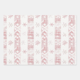 Pink Penguin Snowflakes Weihnachten Geschenkpapier Set