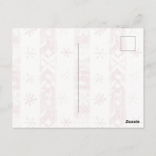 Pink Penguin Snowflakes Weihnachten Postkarte (Rückseite)