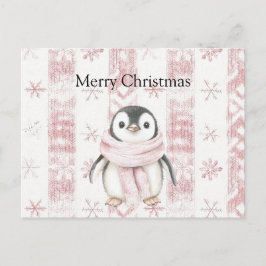 Pink Penguin Snowflakes Weihnachten Postkarte