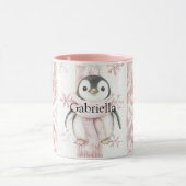 Pink Penguin Snowflakes Weihnachten Tasse (Zentrum)