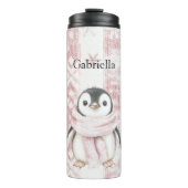 Pink Penguin Snowflakes Weihnachten Thermosbecher (Vorderseite)