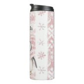Pink Penguin Snowflakes Weihnachten Thermosbecher (Nach rechts gedreht)