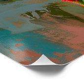 Pink Peongs auf Blue Paint Poster (Ecke)